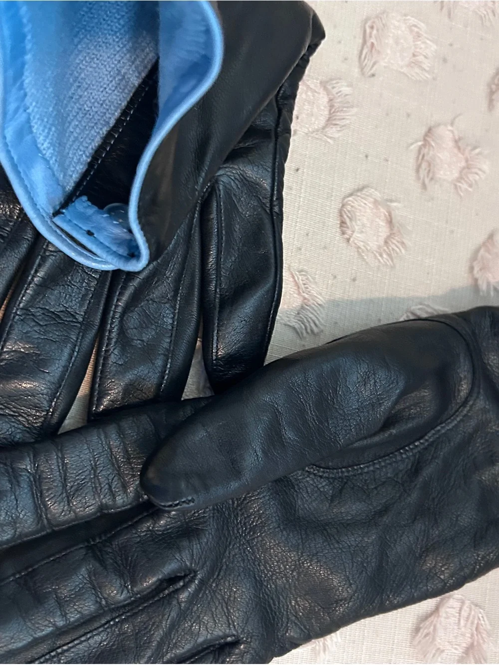 Coach Black Leather Long Gloves with Button Detail